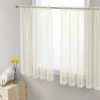 HLC.ME Lucento Sheer Rod Pocket Cafe Tier Panels - Ivory - Set Of 2 Faux Linen Curtains