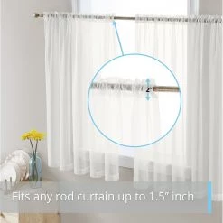 HLC.ME Lucento Sheer Rod Pocket Cafe Tier Panels - Ivory - Set Of 2 Faux Linen Curtains