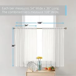 HLC.ME Lucento Sheer Rod Pocket Cafe Tier Panels - Ivory - Set Of 2 Faux Linen Curtains 10 HLC.ME Lucento Sheer Rod Pocket Cafe Tier Panels - Ivory - Set Of 2 Faux Linen Curtains