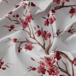 HLC.ME Jasmine Floral 100% Blackout Grommet Curtain Panels - Burgundy - Set Of 2 Blackout Curtains