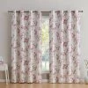 HLC.ME Jasmine Floral 100% Blackout Grommet Curtain Panels - Pink - Set Of 2