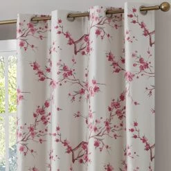 HLC.ME Jasmine Floral 100% Blackout Grommet Curtain Panels - Pink - Set Of 2