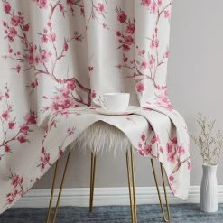 HLC.ME Jasmine Floral 100% Blackout Grommet Curtain Panels - Pink - Set Of 2 13 HLC.ME Jasmine Floral 100% Blackout Grommet Curtain Panels - Pink - Set Of 2