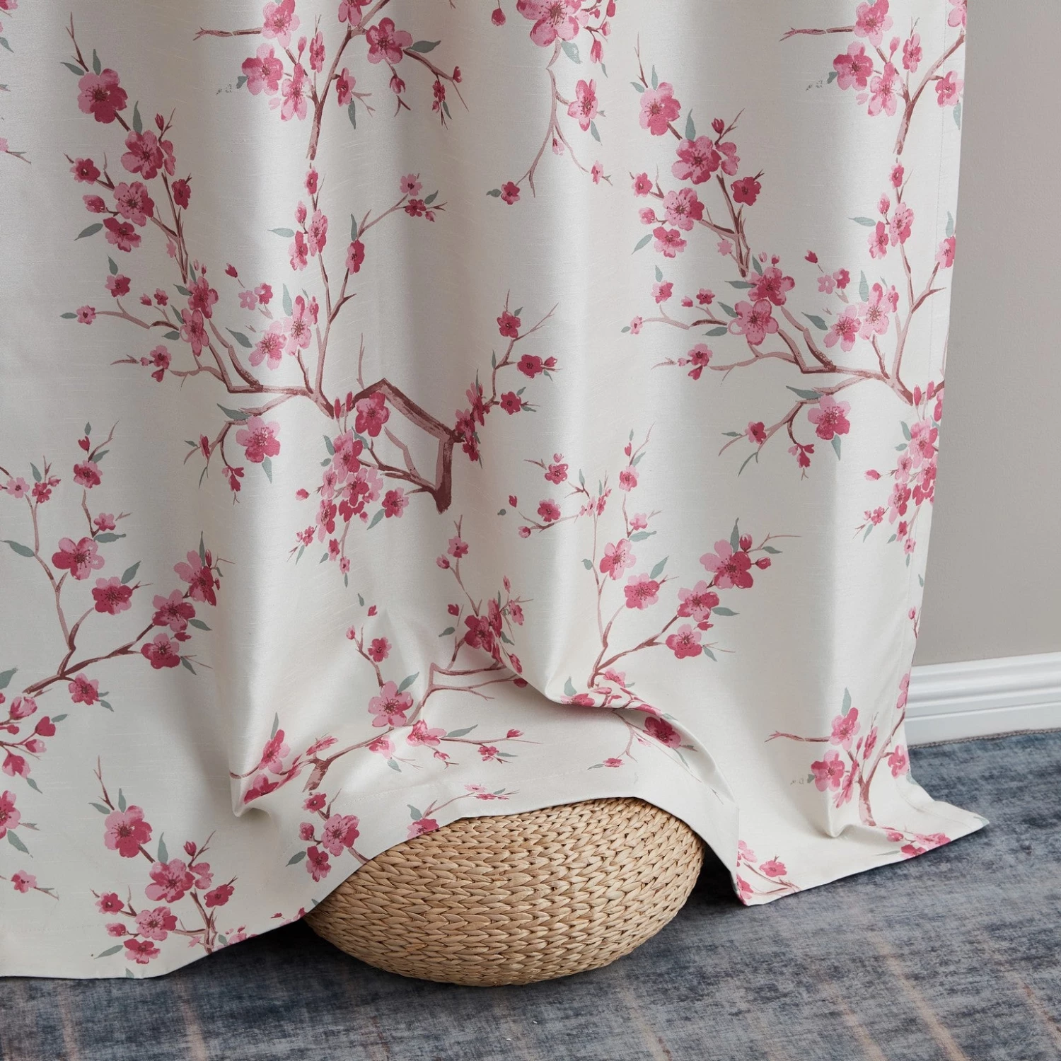 HLC.ME Jasmine Floral 100% Blackout Grommet Curtain Panels - Pink - Set Of 2 8 HLC.ME Jasmine Floral 100% Blackout Grommet Curtain Panels - Pink - Set Of 2