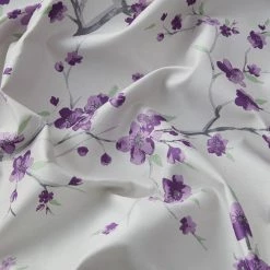 HLC.ME Jasmine Floral 100% Blackout Grommet Curtain Panels - Purple - Set Of 2