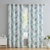 HLC.ME Jasmine Floral 100% Blackout Grommet Curtain Panels - Teal Blue - Set Of 2