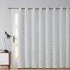 HLC.ME Faux Linen Curtains Lattice Flocked 100% Blackout Grommet Patio Door Panel - Ivory