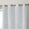 HLC.ME Blackout Curtains Versailles Lattice Flocked Blackout Grommet Panels - Ivory - Set Of 2