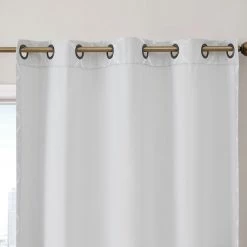 HLC.ME Faux Linen Curtains Lattice Flocked 100% Blackout Grommet Patio Door Panel - Ivory