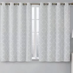 HLC.ME Blackout Curtains Versailles Lattice Flocked Blackout Grommet Panels - Ivory - Set Of 2