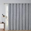 HLC.ME Lattice Flocked 100% Blackout Grommet Patio Door Panel - Light Grey Faux Linen Curtains