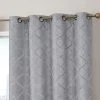 HLC.ME Versailles Lattice Flocked Blackout Grommet Panels - Light Grey - Set Of 2 Blackout Curtains 1 HLC.ME Versailles Lattice Flocked Blackout Grommet Panels - Light Grey - Set Of 2 Blackout Curtains