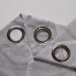 HLC.ME Versailles Lattice Flocked Blackout Grommet Panels - Light Grey - Set Of 2 Blackout Curtains