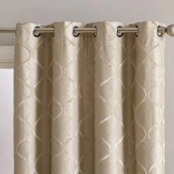 HLC.ME Lattice Flocked 100% Blackout Grommet Patio Door Panel - Taupe