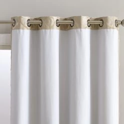 HLC.ME Blackout Curtains Versailles Lattice Flocked Blackout Grommet Panels - Taupe - Set Of 2