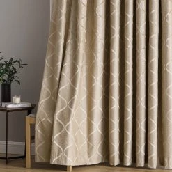 HLC.ME Lattice Flocked 100% Blackout Grommet Patio Door Panel - Taupe