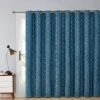 HLC.ME Lattice Flocked 100% Blackout Grommet Patio Door Panel - Teal Blue
