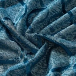 HLC.ME Versailles Lattice Flocked Blackout Grommet Panels - Teal Blue - Set Of 2