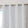 HLC.ME Versailles Lattice Flocked Blackout Grommet Panels - White - Set Of 2