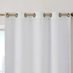 HLC.ME Versailles Lattice Flocked Blackout Grommet Panels - White - Set Of 2