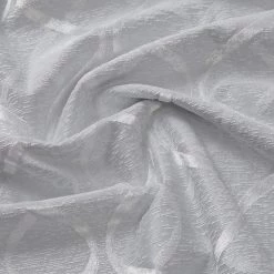 HLC.ME Faux Linen Curtains Lattice Flocked 100% Blackout Grommet Patio Door Panel - White