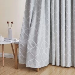 HLC.ME Versailles Lattice Flocked Blackout Grommet Panels - White - Set Of 2