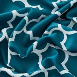 HLC.ME Lattice Print Blackout Grommet Curtain Panels - Dark Teal Blue - Set Of 2