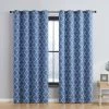 HLC.ME Blackout Curtains Lattice Print Blackout Grommet Curtain Panels - Stone Blue - Set Of 2