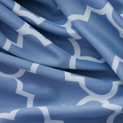 HLC.ME Blackout Curtains Lattice Print Blackout Grommet Curtain Panels - Stone Blue - Set Of 2