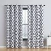 HLC.ME Lattice Print Blackout Grommet Curtain Panels - Platinum White/Black - Set Of 2 2 HLC.ME Lattice Print Blackout Grommet Curtain Panels - Platinum White/Black - Set Of 2