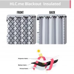 HLC.ME Lattice Print Blackout Grommet Curtain Panels - Platinum White/Black - Set Of 2 15 HLC.ME Lattice Print Blackout Grommet Curtain Panels - Platinum White/Black - Set Of 2