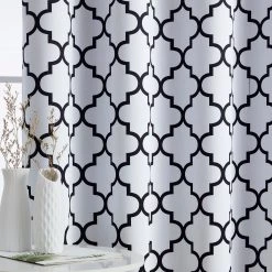 HLC.ME Lattice Print Blackout Grommet Curtain Panels - Platinum White/Black - Set Of 2 11 HLC.ME Lattice Print Blackout Grommet Curtain Panels - Platinum White/Black - Set Of 2