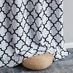 HLC.ME Lattice Print Blackout Grommet Curtain Panels - Platinum White/Black - Set Of 2 13 HLC.ME Lattice Print Blackout Grommet Curtain Panels - Platinum White/Black - Set Of 2