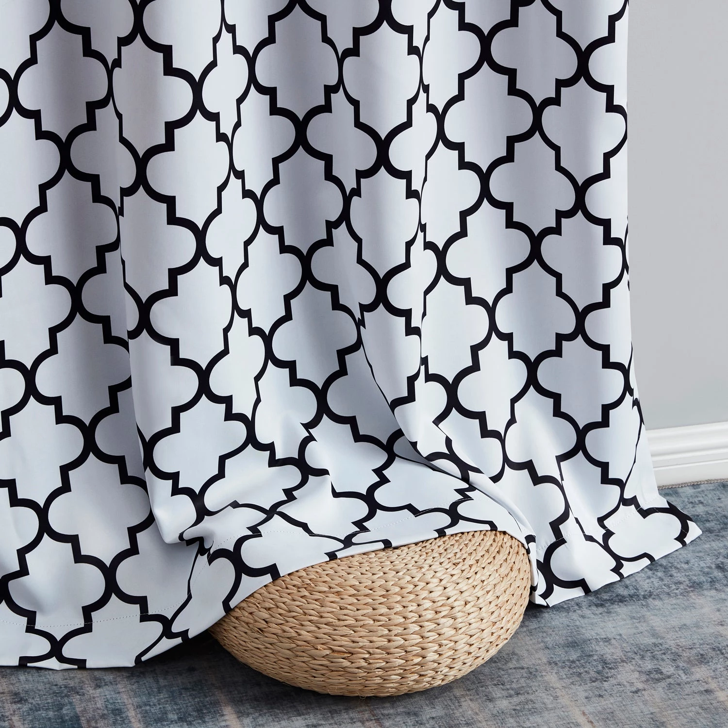 HLC.ME Lattice Print Blackout Grommet Curtain Panels - Platinum White/Black - Set Of 2 7 HLC.ME Lattice Print Blackout Grommet Curtain Panels - Platinum White/Black - Set Of 2