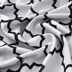 HLC.ME Lattice Print Blackout Grommet Curtain Panels - Platinum White/Black - Set Of 2 14 HLC.ME Lattice Print Blackout Grommet Curtain Panels - Platinum White/Black - Set Of 2