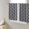 HLC.ME Faux Linen Curtains Lattice Back Tab Rod Pocket Tier Panels - Grey - Set Of 2 2 HLC.ME Faux Linen Curtains Lattice Back Tab Rod Pocket Tier Panels - Grey - Set Of 2