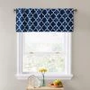 HLC.ME Lattice Back Tab Rod Pocket Valance - Navy Blue Faux Linen Curtains