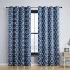 HLC.ME Lattice Print Blackout Grommet Curtain Panels - Dusty Blue - Set Of 2 Blackout Curtains