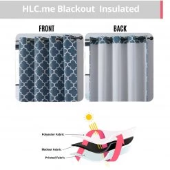 HLC.ME Lattice Print Blackout Grommet Curtain Panels - Dusty Blue - Set Of 2 Blackout Curtains