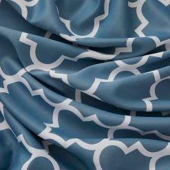 HLC.ME Lattice Print Blackout Grommet Curtain Panels - Dusty Blue - Set Of 2 Blackout Curtains