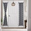 HLC.ME Lattice Print French Door Curtain Panel - Grey - Set Of 2 Faux Linen Curtains