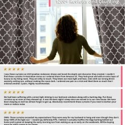 HLC.ME Lattice Print Blackout Grommet Curtain Panels - Grey - Set Of 2