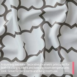 HLC.ME Faux Linen Curtains Lattice Print Blackout Grommet Patio Door Panel - Platinum White & Grey