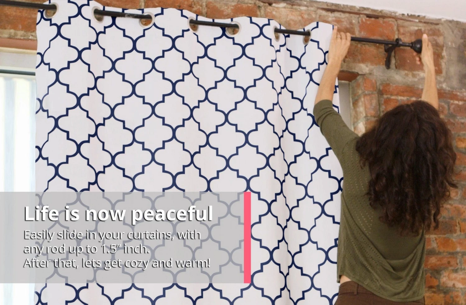 HLC.ME Lattice Print Blackout Grommet Curtain Panels - Platinum White/Navy Blue - Set Of 2 8 HLC.ME Lattice Print Blackout Grommet Curtain Panels - Platinum White/Navy Blue - Set Of 2