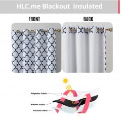 HLC.ME Lattice Print Blackout Grommet Curtain Panels - Platinum White/Navy Blue - Set Of 2 16 HLC.ME Lattice Print Blackout Grommet Curtain Panels - Platinum White/Navy Blue - Set Of 2