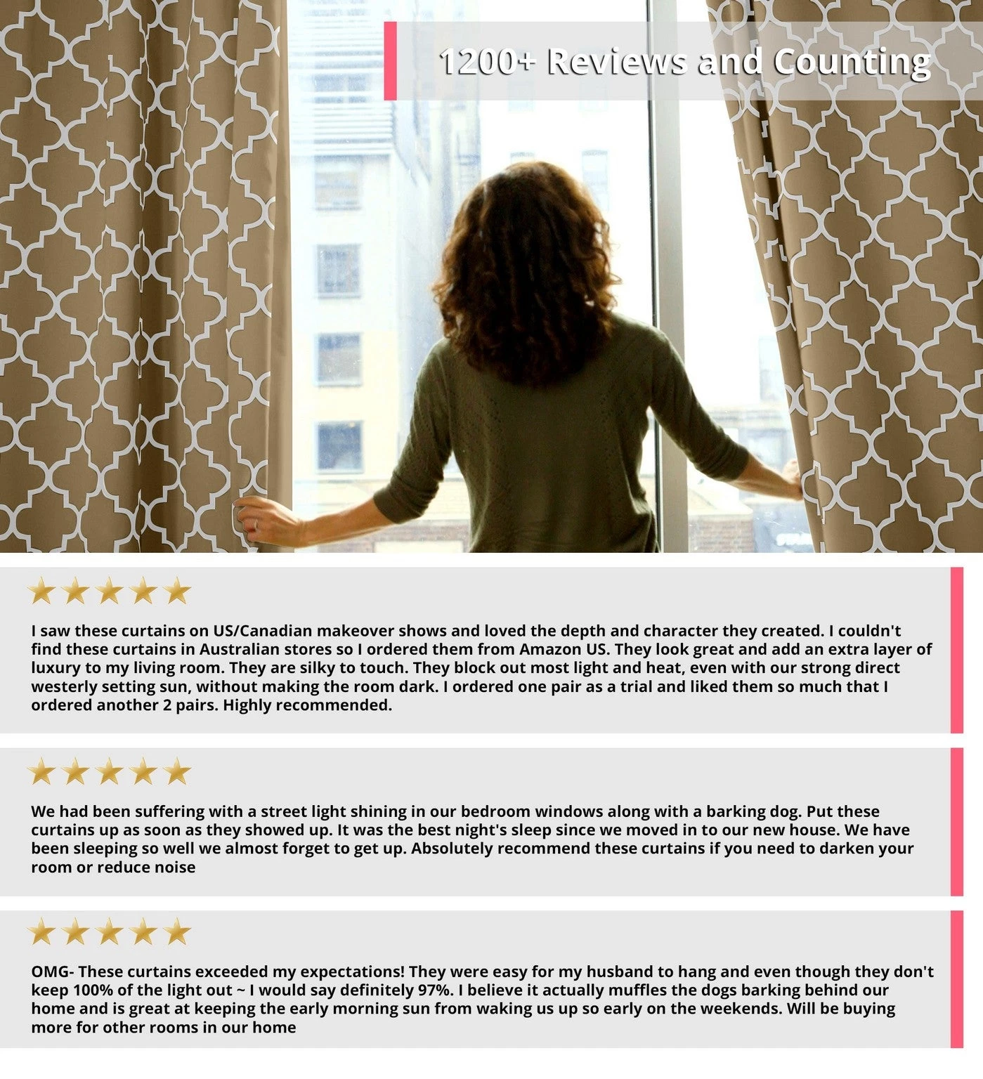 HLC.ME Lattice Print Blackout Grommet Curtain Panels - Taupe - Set Of 2 Blackout Curtains 9 HLC.ME Lattice Print Blackout Grommet Curtain Panels - Taupe - Set Of 2 Blackout Curtains