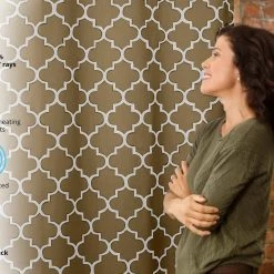 HLC.ME Lattice Print Blackout Grommet Curtain Panels - Taupe - Set Of 2 Blackout Curtains 17 HLC.ME Lattice Print Blackout Grommet Curtain Panels - Taupe - Set Of 2 Blackout Curtains