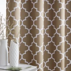 HLC.ME Lattice Print Blackout Grommet Curtain Panels - Taupe - Set Of 2 Blackout Curtains 16 HLC.ME Lattice Print Blackout Grommet Curtain Panels - Taupe - Set Of 2 Blackout Curtains