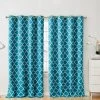 HLC.ME Lattice Print Blackout Grommet Curtain Panels - Teal Blue - Set Of 2