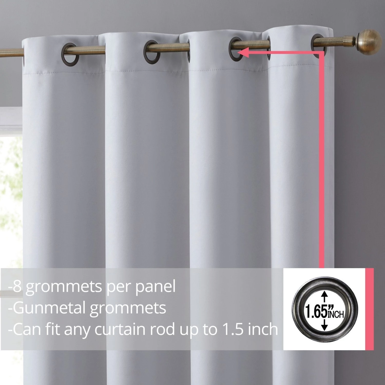 HLC.ME Laurance 100% Blackout Grommet Curtain Panels - Antique Silver - Set Of 2 Blackout Curtains 4 HLC.ME Laurance 100% Blackout Grommet Curtain Panels - Antique Silver - Set Of 2 Blackout Curtains